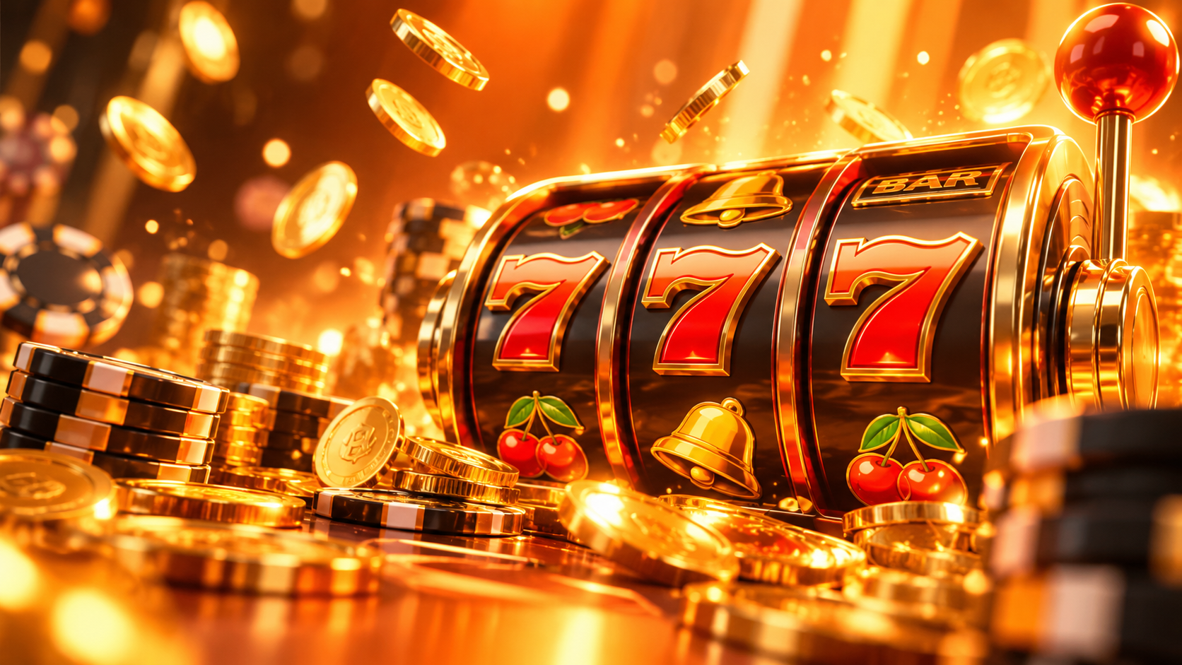 Illustration of a slot machine used to explain RTP and volatility